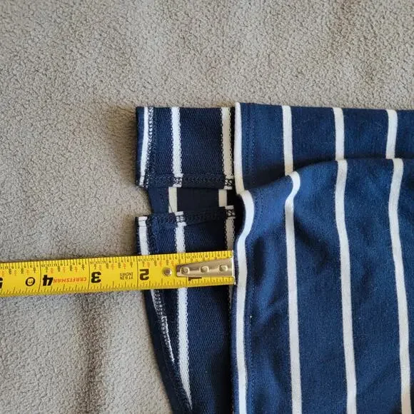 ST JOHNS BAY Shirt Dress Women Medium Blue White Striped Slip On Pockets Slit - Picture 8 of 12